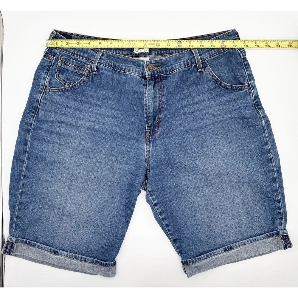Levi's 515 Cuffed Bermuda Jean Shorts Women's Size 16 Blue Casual Stretch